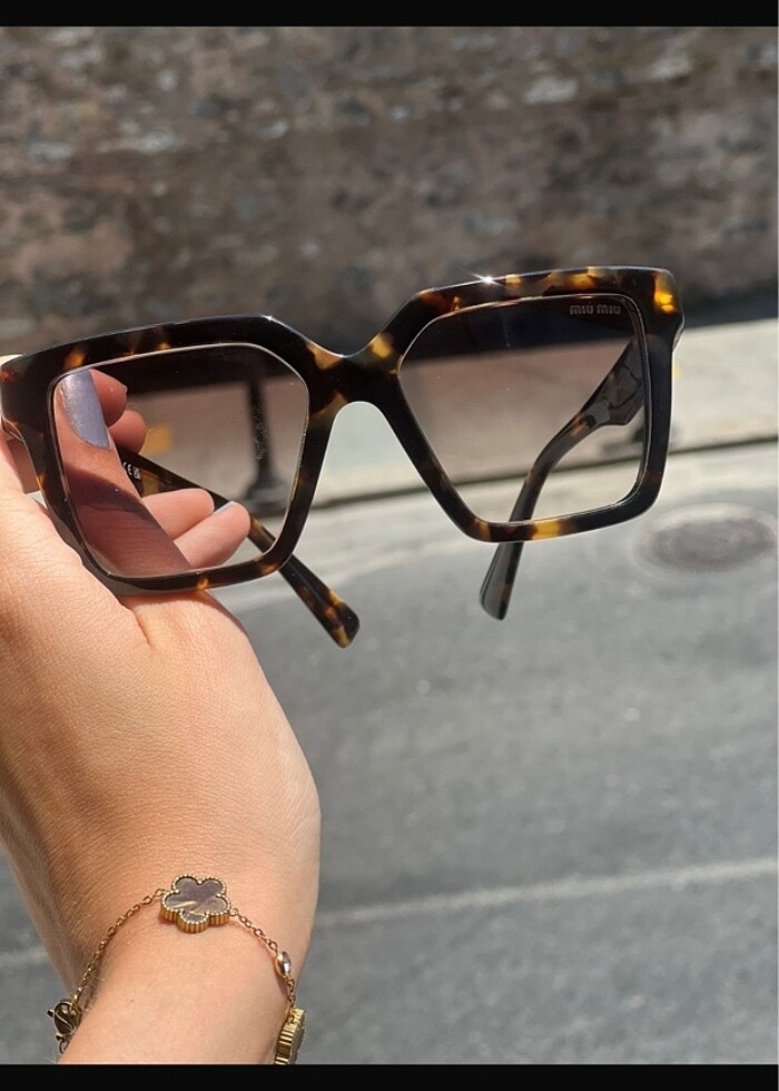 Miu miu leopar kare güneş gözlügü - Görsel 5