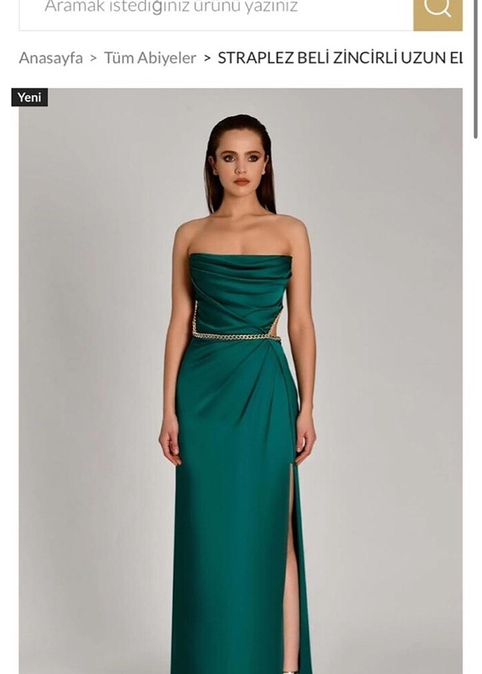 Alfabeta zümrüt yeşili straptez abiye - Görsel 2