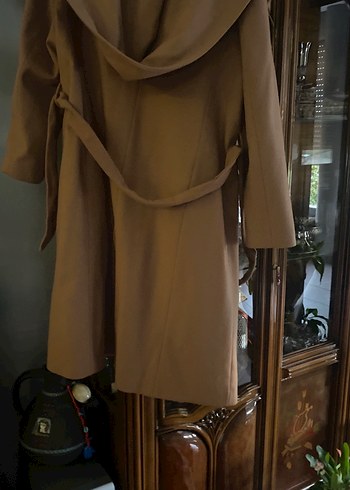 Bej Kadın Süet Uzun Düğmeli Klasik Kaban - Görsel 6