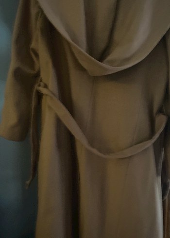 Bej Kadın Süet Uzun Düğmeli Klasik Kaban - Görsel 5