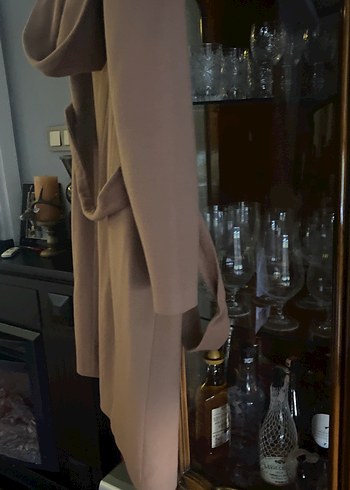 Bej Kadın Süet Uzun Düğmeli Klasik Kaban - Görsel 7