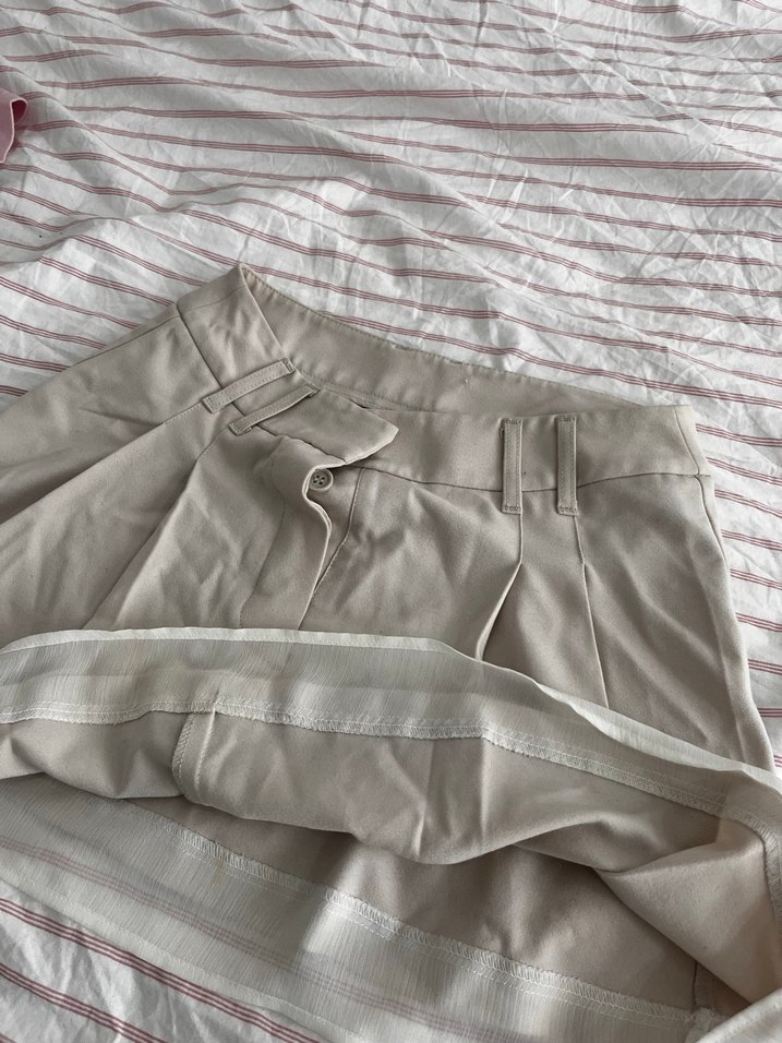 Bej Pilili Mini Etek - Görsel 2