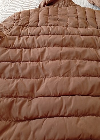 Kahverengi Parlak Kadın Kışlık Fermuarlı Mont - Görsel 4