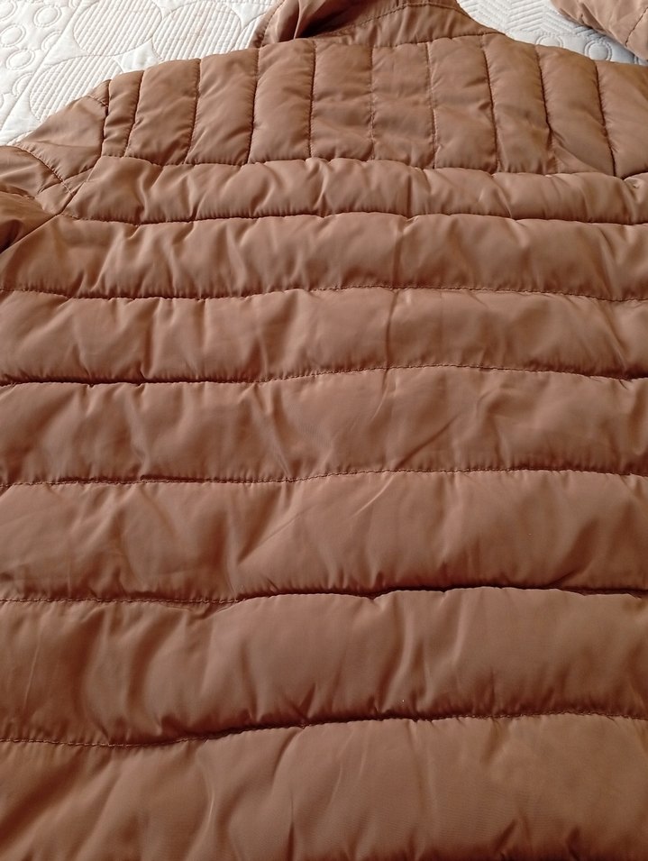 Kahverengi Parlak Kadın Kışlık Fermuarlı Mont - Görsel 4