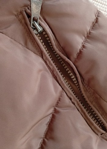 Kahverengi Parlak Fermuarlı Kadın Kışlık Mont - Görsel 4