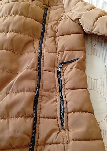 Kahverengi Parlak Fermuarlı Kadın Kışlık Mont - Görsel 7