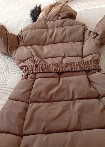 Kahverengi Parlak Fermuarlı Kadın Kışlık Mont - Görsel 5