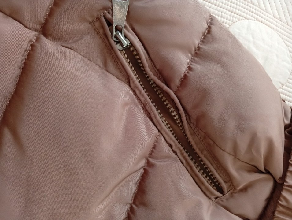 Kahverengi Parlak Fermuarlı Kadın Kışlık Mont - Görsel 4