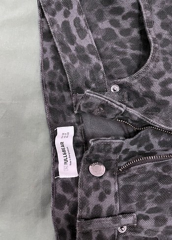 32 Beden siyah Renk Gri siyah Leopar Desenli Kadın Jean