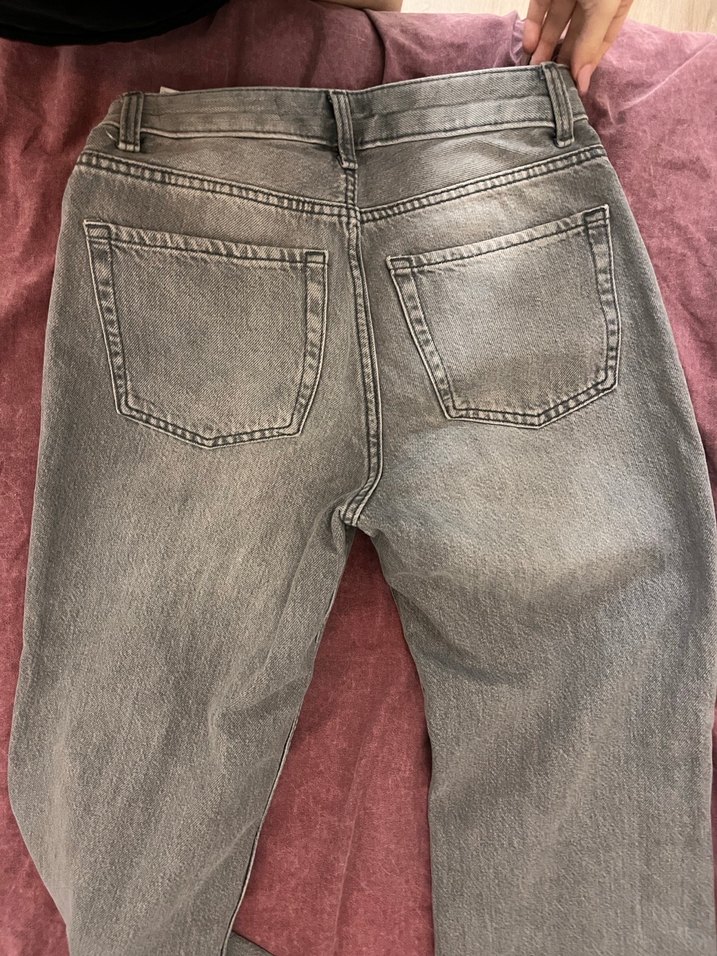 Rahat Kesim Gri Midi Kadın Kot Pantolon - Görsel 4