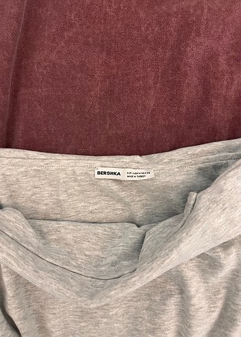 Gri Kayık Yaka Kadın Crop Top - Görsel 2