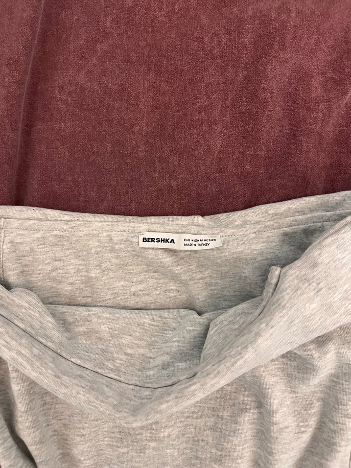 Gri Kayık Yaka Kadın Crop Top - Görsel 2