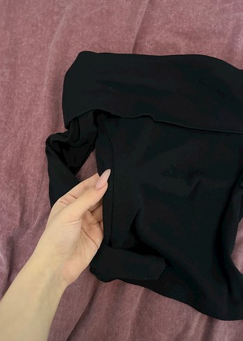 Kadın Siyah Uzun Kollu Kayık Yaka Triko - Görsel 2