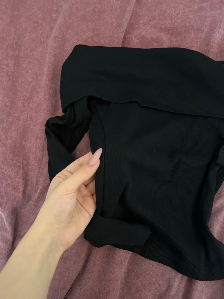 Kadın Siyah Uzun Kollu Kayık Yaka Triko - Görsel 2