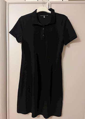 Siyah Kısa Kollu Midi Elbise - Görsel 3