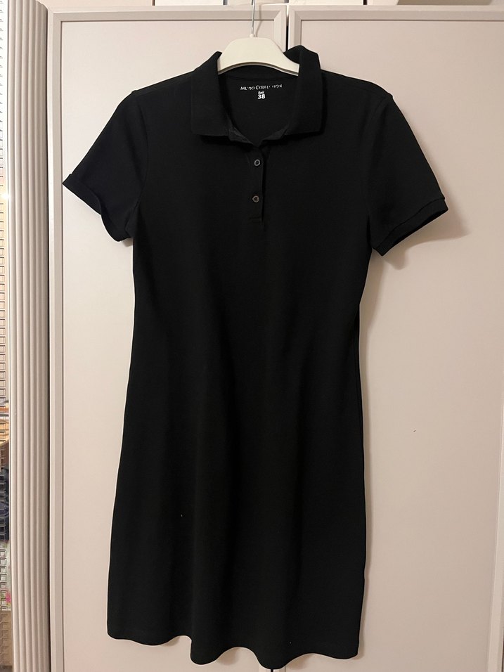 Siyah Kısa Kollu Midi Elbise - Görsel 3