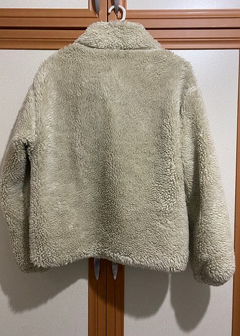 Kürk Detaylı Gri Kadın Peluş Ceket - Görsel 3