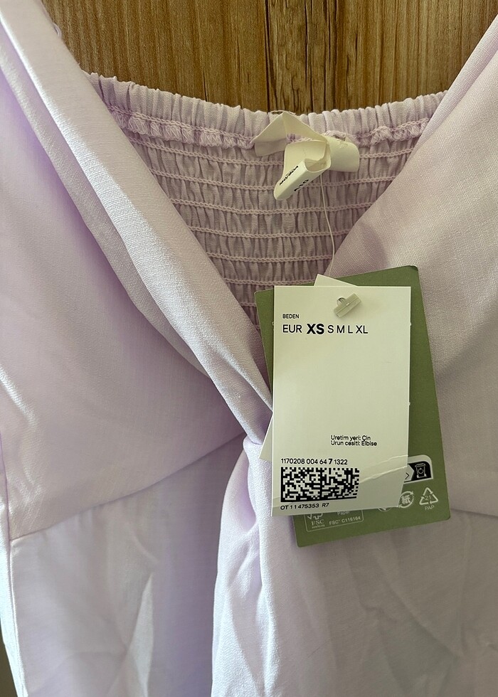 H&M yazlık yırtmajlı lila renk elbise - Görsel 3