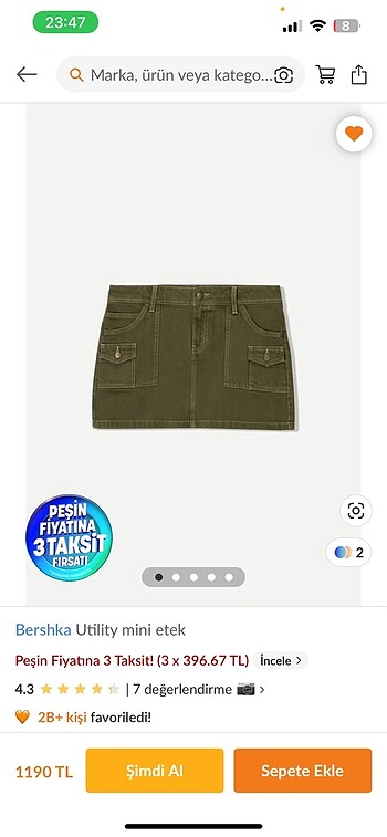 Bershka Utility Mini Etek