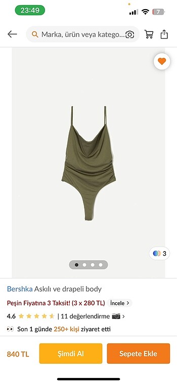 Bershka Askılı Ve Drapeli Body