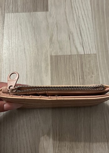 Toz pembe Yılan Desenli Fermuarlı Kadın Cüzdanı - Görsel 4