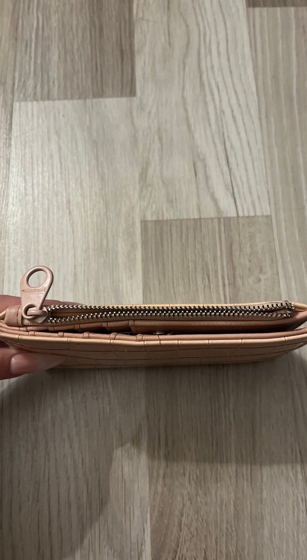 Toz pembe Yılan Desenli Fermuarlı Kadın Cüzdanı - Görsel 4