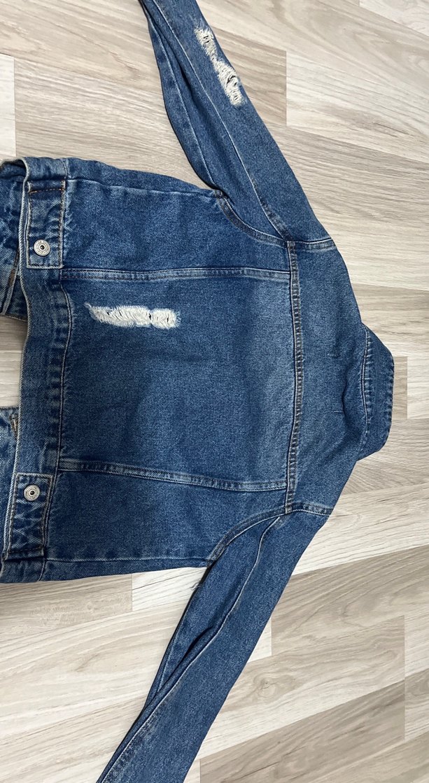Düğmeli Mavi Kadın Kot Denim Ceket - Görsel 4