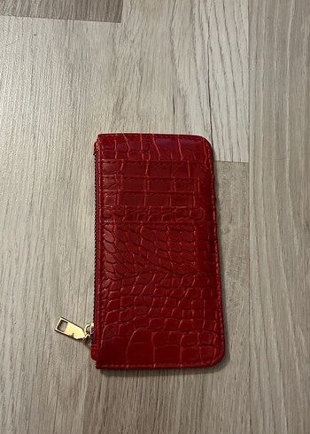 Parlak Bordo Yılan Derisi Desenli Kadın Kartlık - Görsel 2