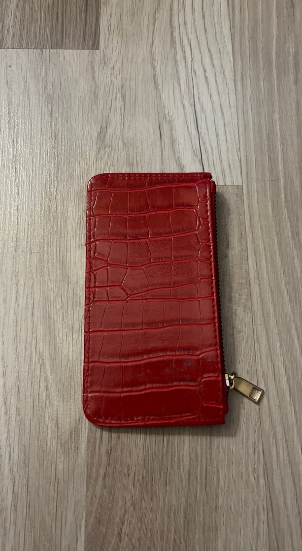 Parlak Bordo Yılan Derisi Desenli Kadın Kartlık - Görsel 3