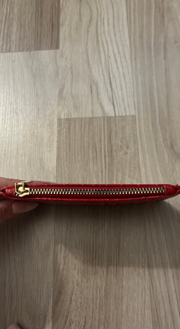 Parlak Bordo Yılan Derisi Desenli Kadın Kartlık - Görsel 4