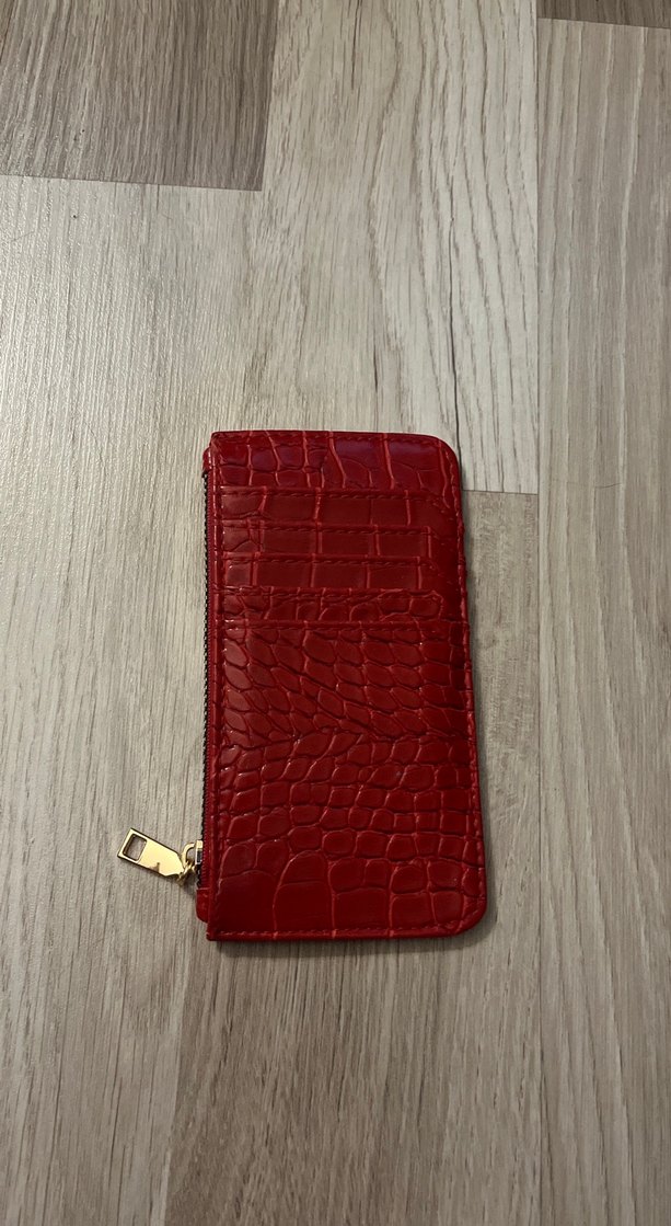 Parlak Bordo Yılan Derisi Desenli Kadın Kartlık - Görsel 2