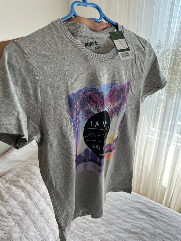 Gri Baskılı Erkek çocuk Kısa Kollu Tişört ithal - Görsel 2