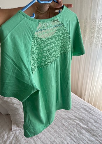 Yeşil Kısa Kollu Basic ithal Tişört - Görsel 3