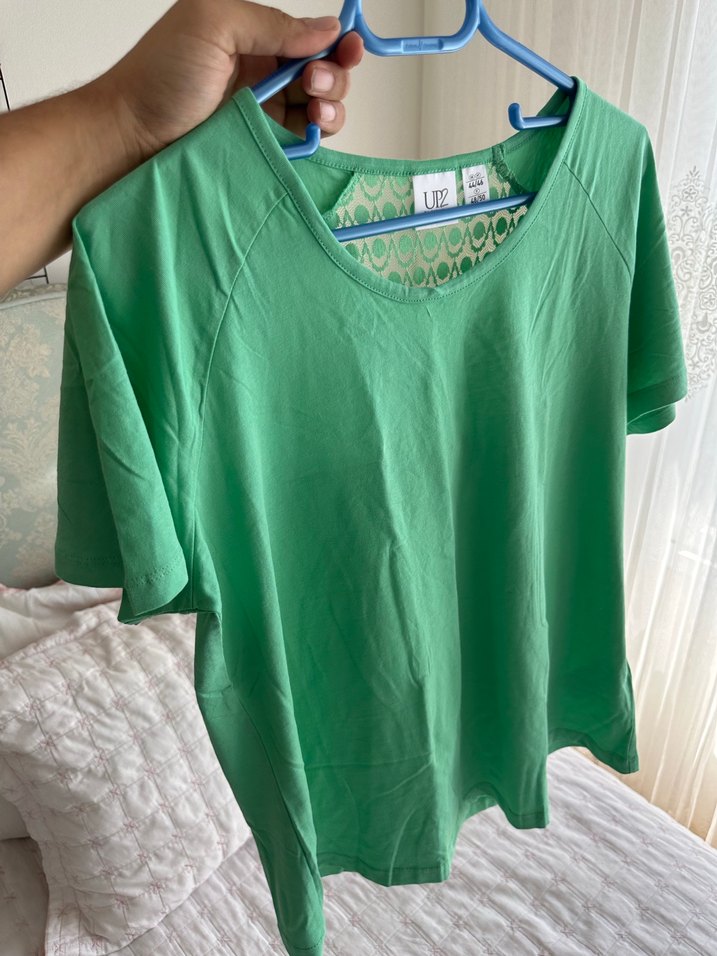 Yeşil Kısa Kollu Basic ithal Tişört - Görsel 2
