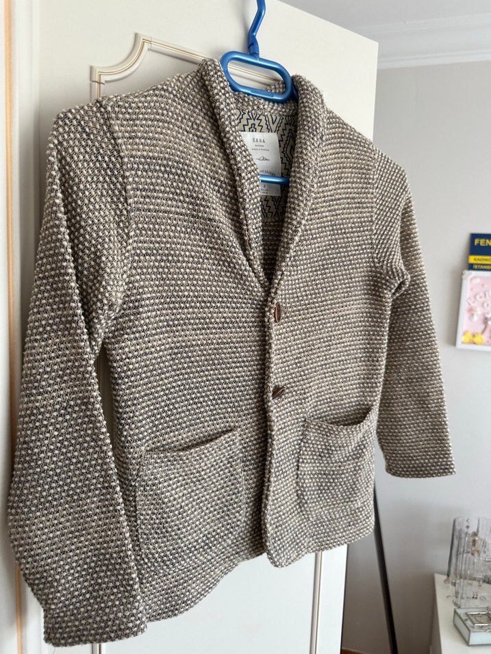 Düğmeli Erkek Çocuk Yün Ceket - Görsel 4