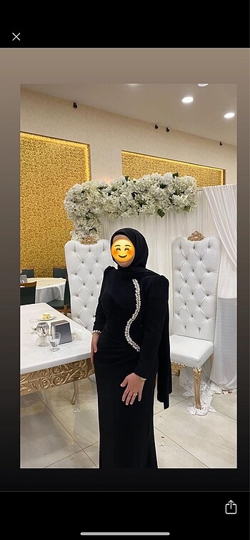 Siyah taş detay abiye