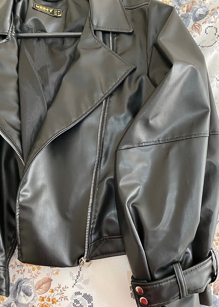 Balon kol deri ceket - Görsel 5