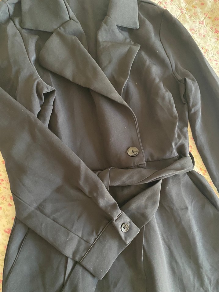 Kadın Siyah Uzun Kemerli Tulum - Görsel 5