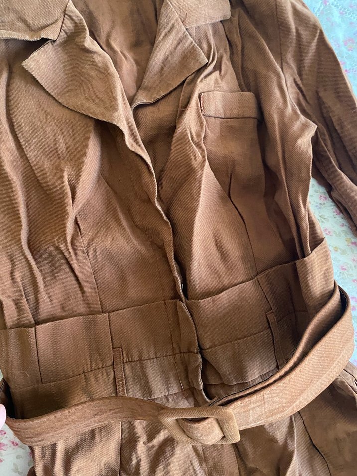 Kahverengi Kemerli Uzun Kadın Tulum - Görsel 4