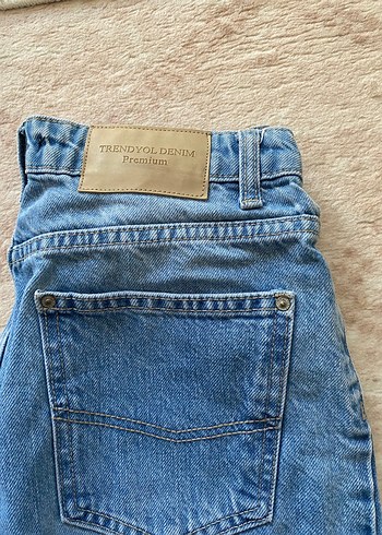 34 Beden mavi Renk Rahat Kesim Mavi Midi Denim Pantolon