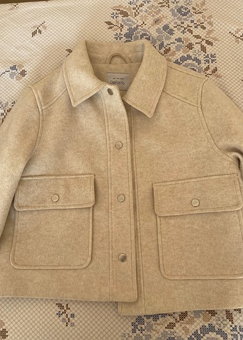 Bej Düğmeli Midi Kadın Yün Kaban - Görsel 2