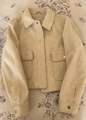 Bej Düğmeli Midi Kadın Yün Kaban - Görsel 3