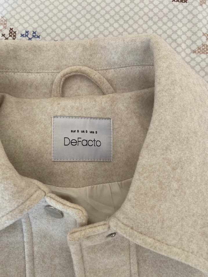 Bej Düğmeli Midi Kadın Yün Kaban - Görsel 5