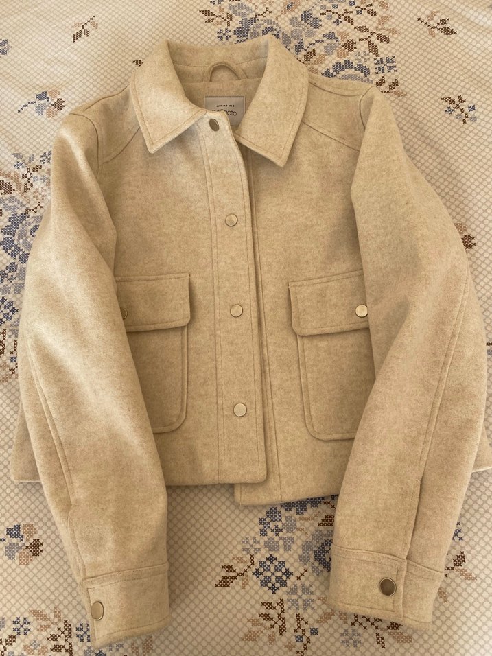 Bej Düğmeli Midi Kadın Yün Kaban - Görsel 3