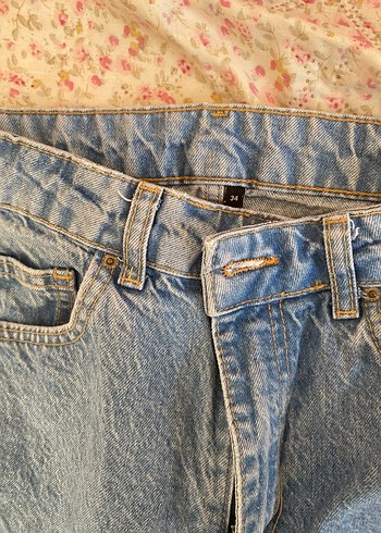 Kadın Mavi Denim Bol Kesim Midi Jean - Görsel 4