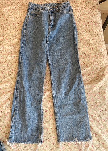 Kadın Mavi Denim Bol Kesim Midi Jean - Görsel 2