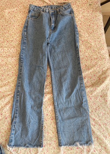 Kadın Mavi Denim Bol Kesim Midi Jean - Görsel 3