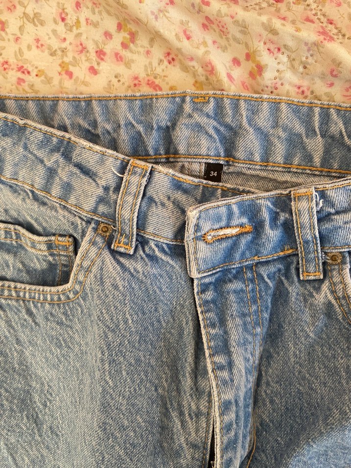 Kadın Mavi Denim Bol Kesim Midi Jean - Görsel 4