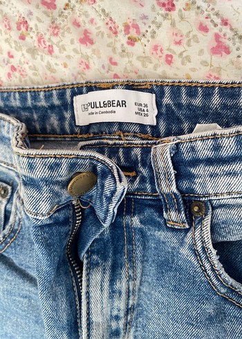 Düğmeli Bol Kesim Bohem Mavi Kot Pantolon - Görsel 2