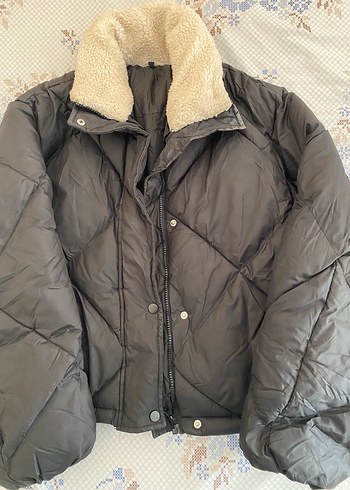 Düğmeli Kadın Kışlık Siyah Midi Mont - Görsel 2